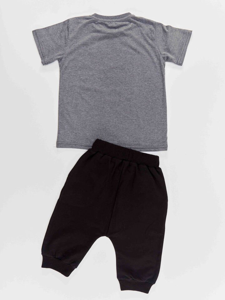 Summer Fun Erkek Çocuk T-shirt Kapri Şort Takım 3 Y - Siyah, Gri