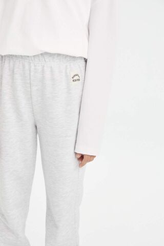 Kız Çocuk Beli Paçası Lastikli Baskılı Jogger Eşofman Altı