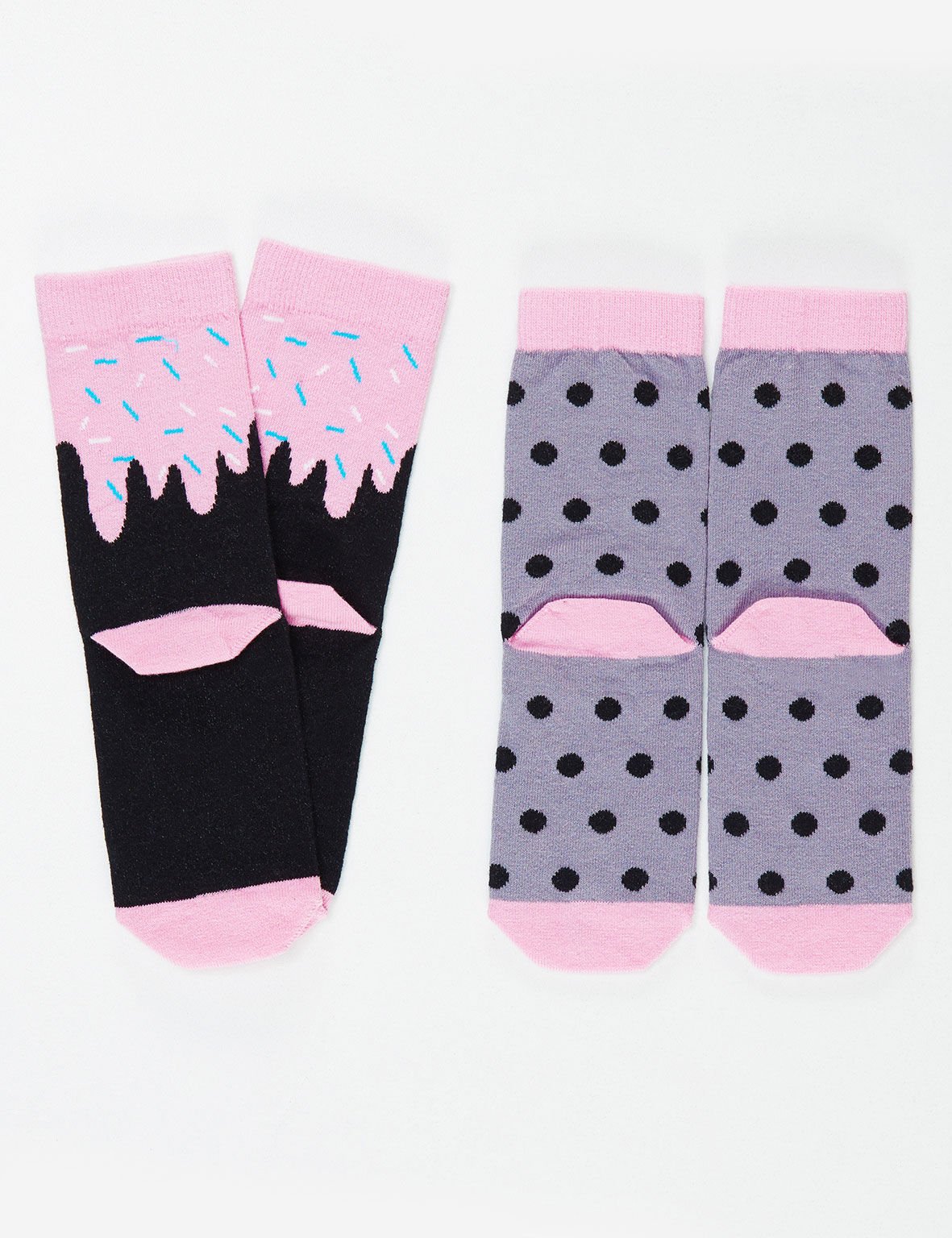 Panda&Crema Kız Soket Çorap 2'li Takım 2-3 Y - Pembe Siyah Gri