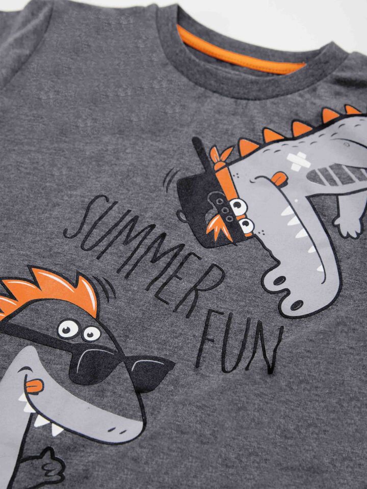 Summer Fun Erkek Çocuk T-shirt Kapri Şort Takım 5 Y - Siyah, Gri