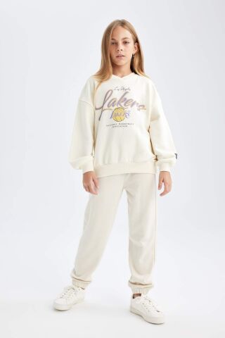 Kız Çocuk NBA Los Angeles Lakers Oversize Geniş Kalıp Bisiklet Yaka Sweatshirt