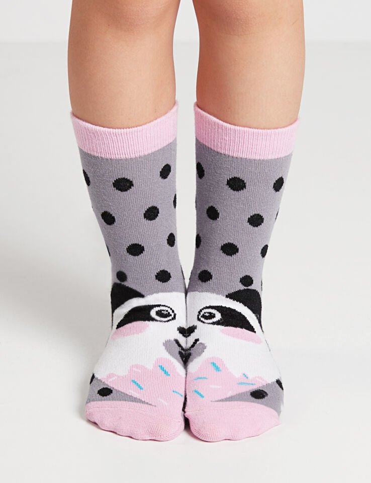 Panda&Crema Kız Soket Çorap 2'li Takım 6-7 Y - Pembe Siyah Gri
