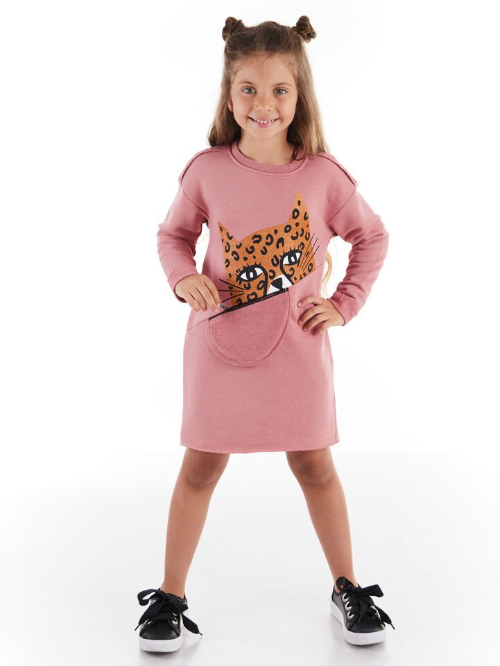 Leopar Cepli Kız Çocuk Elbise 6 Y - Pembe