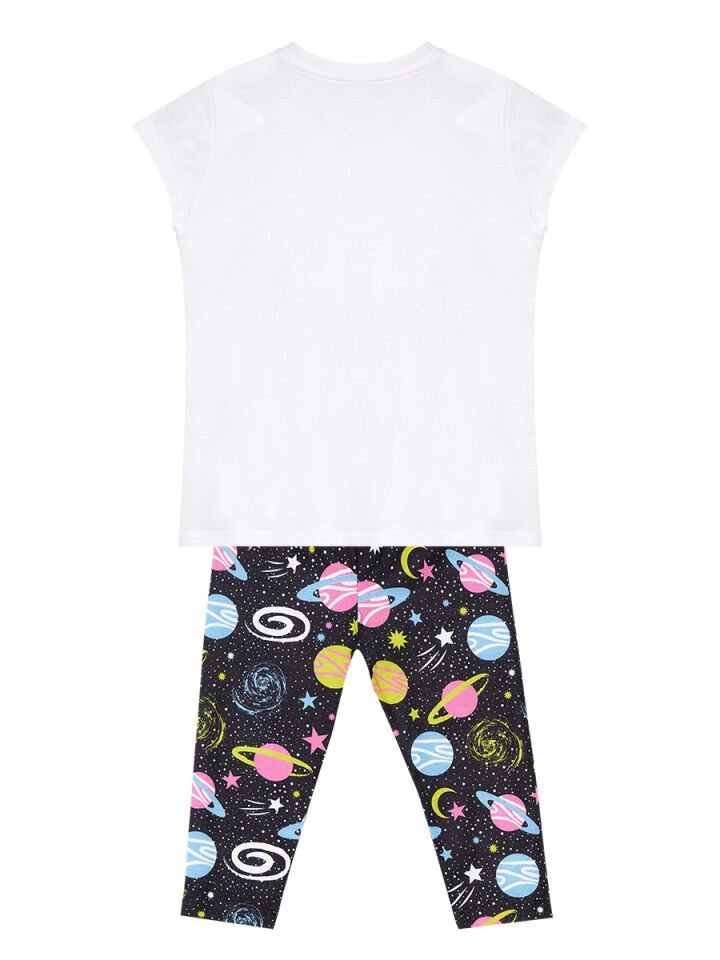 Uzayda Unicorn Kız Çocuk T-Shirt Tayt Takım