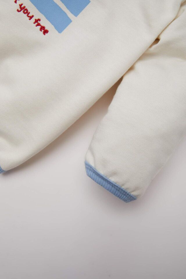 Erkek Bebek 2'li Takım Bisiklet Yaka Baskılı Sweatshirt Çizgili Alt