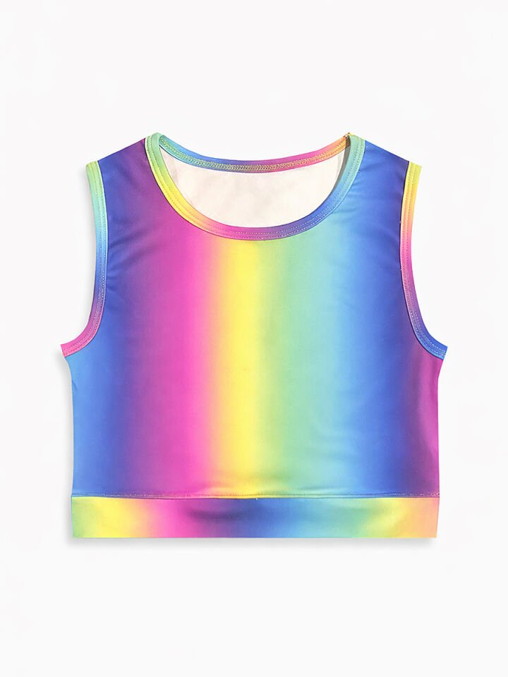 Renkli Kız Çocuk Spor Şort Etek Crop Atlet Takım 8Y - Renkli