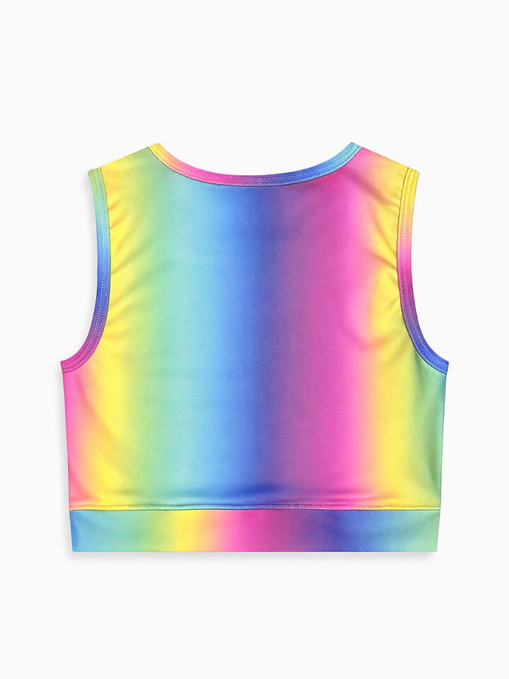 Renkli Kız Çocuk Spor Şort Etek Crop Atlet Takım 8Y - Renkli