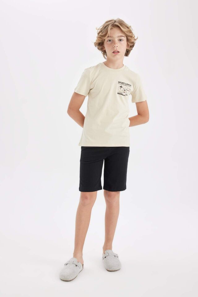 Erkek Çocuk Pijama Takımı Baskılı Kısa Kollu Üst Şort