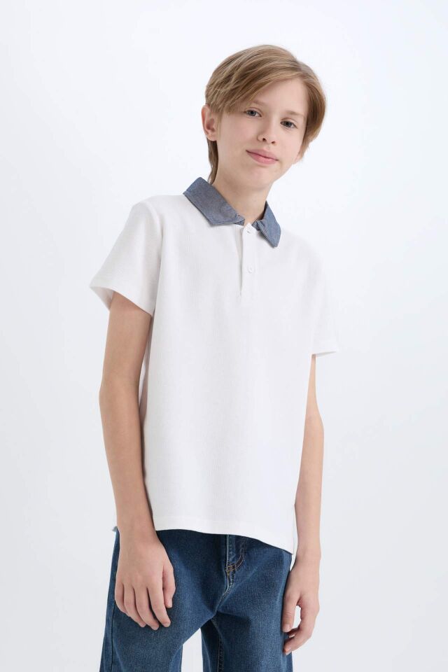 Erkek Çocuk Basic Düz Kısa Kollu Polo Tişört 11/12 Yaş