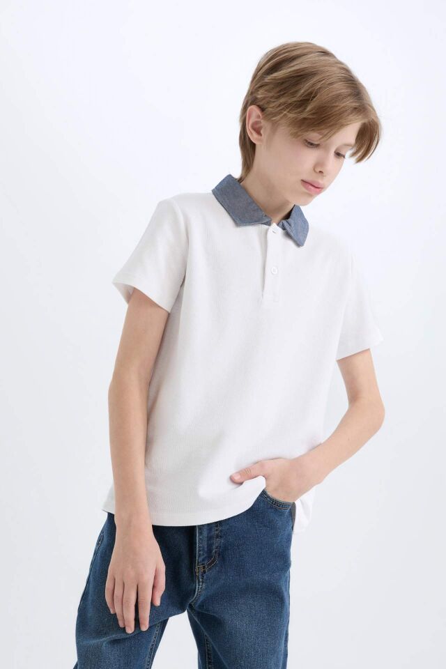 Erkek Çocuk Basic Düz Kısa Kollu Polo Tişört 11/12 Yaş