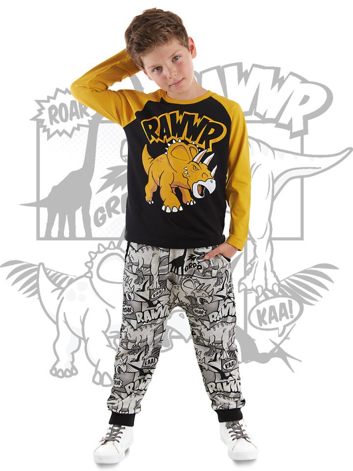 Rawr Erkek Çocuk T-shirt Pantolon Takım 8 Y - Siyah