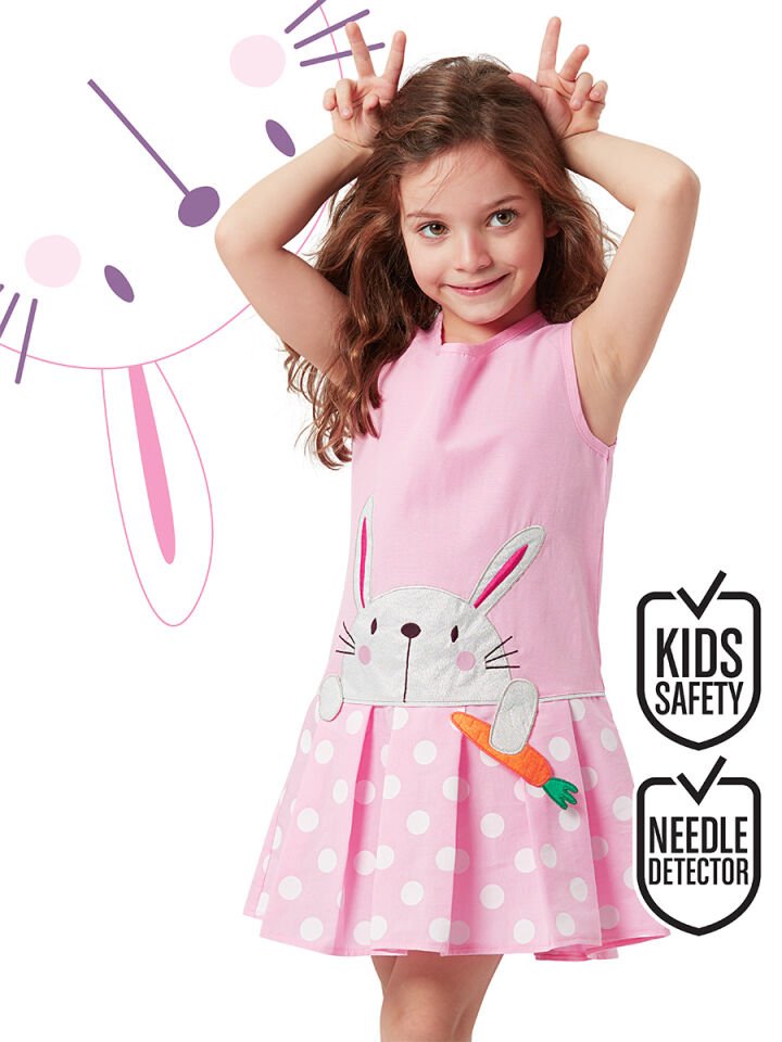 Havuç Delisi Kız Çocuk Pembe Elbise 3 Y - Pembe Beyaz