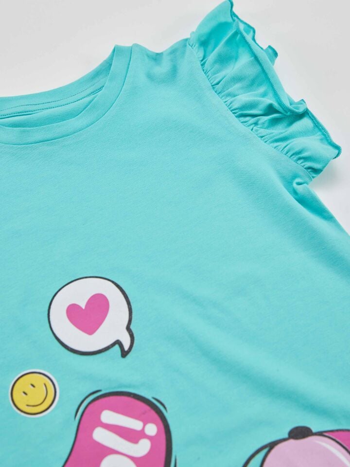 Sakızlı Unicorn Kız Çocuk Turkuaz Elbise