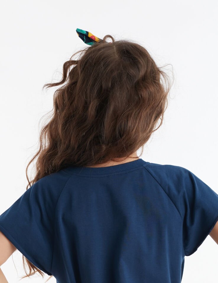 Çiçekli Kız Çocuk Saç Bandı 5-8 Y - Lacivert