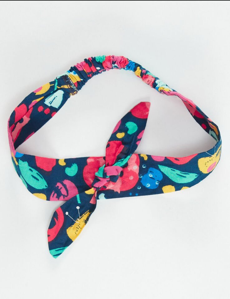 Çiçekli Kız Çocuk Saç Bandı 5-8 Y - Lacivert