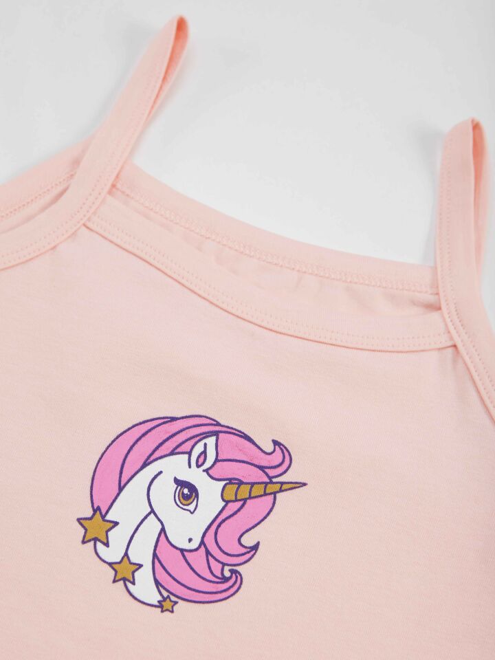 Unicorn Kız Çocuk Pembe Atlet Külot Takım