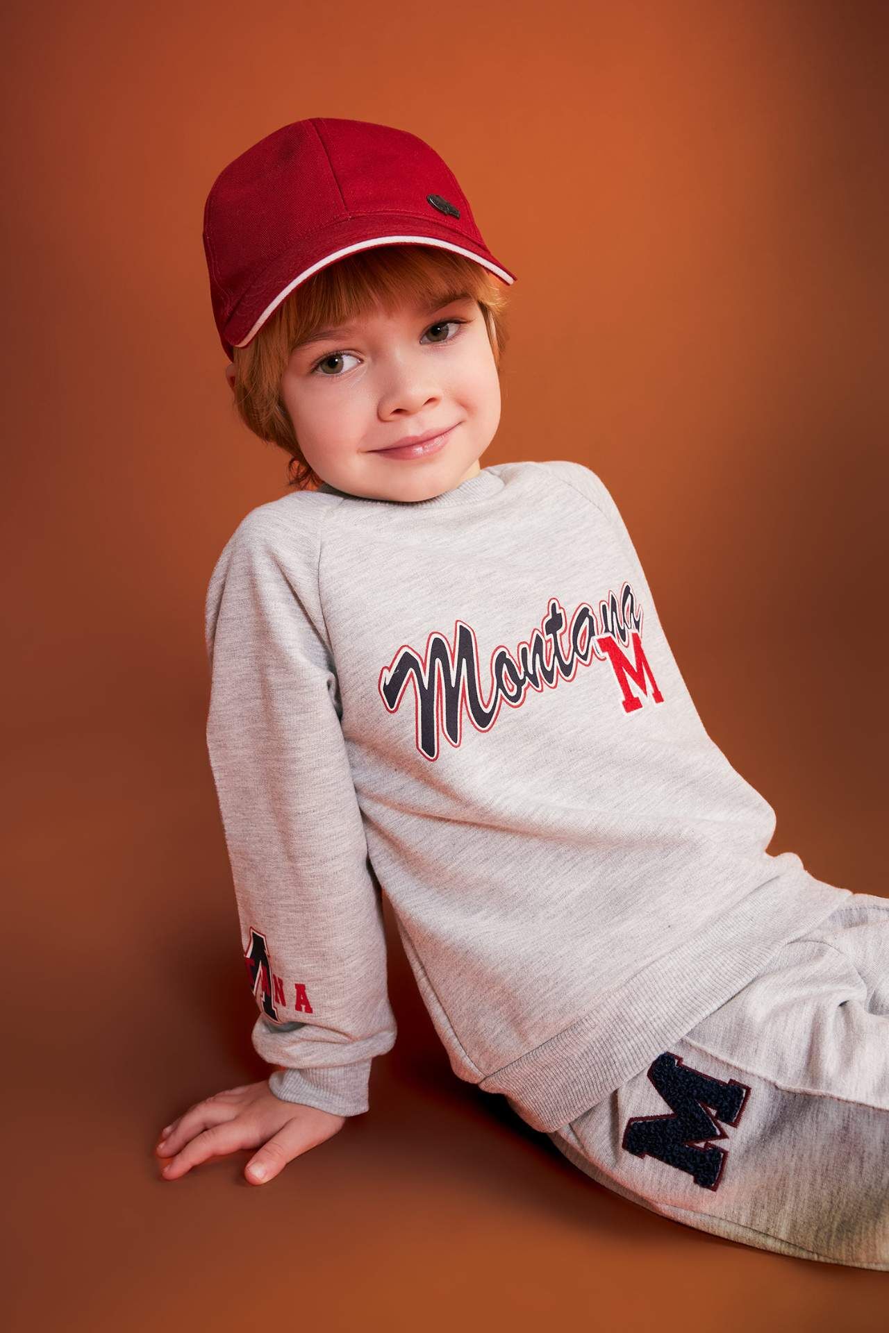 Erkek Bebek Bisiklet Yaka Baskılı İçi Yumuşak Tüylü Sweatshirt