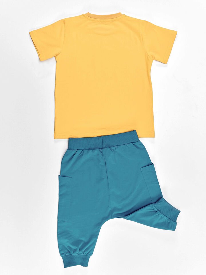 Lucky Bear Erkek Çocuk T-shirt Kapri Şort Takım 3 Y - Sarı, Mavi