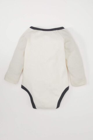 Erkek Bebek Yenidoğan Zürafa Nakışlı Uzun Kollu Çıtçıtlı Body