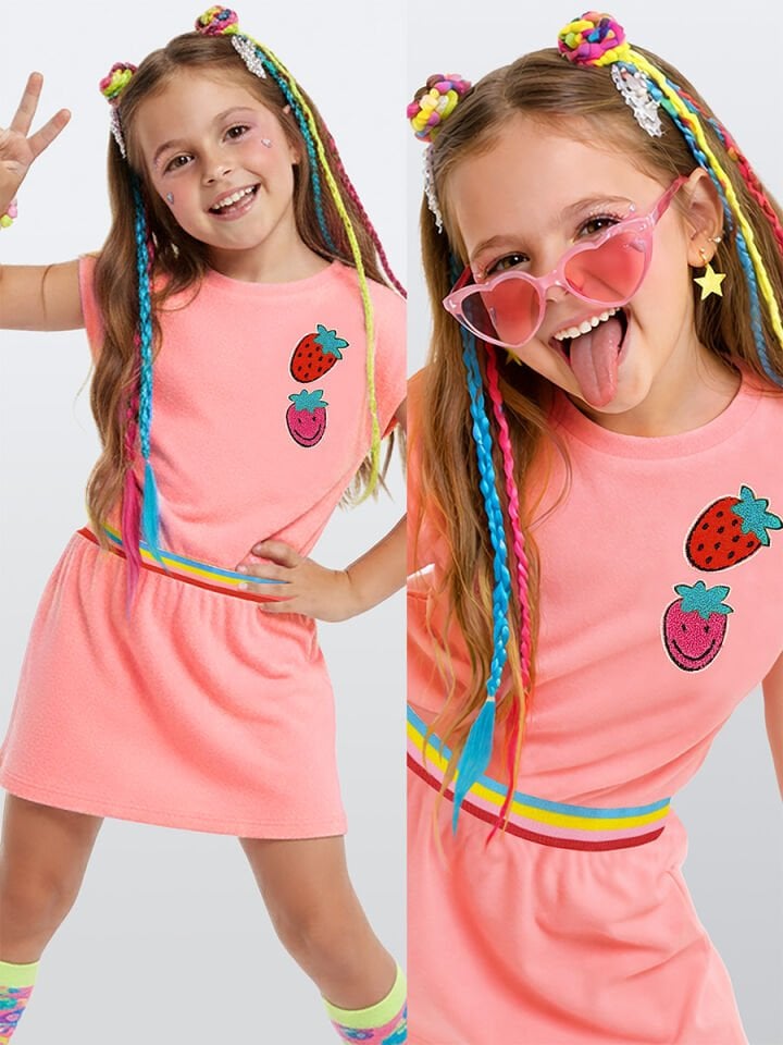 Pembe Çilek Kız Çocuk Havlu Elbise 9Y - Pembe