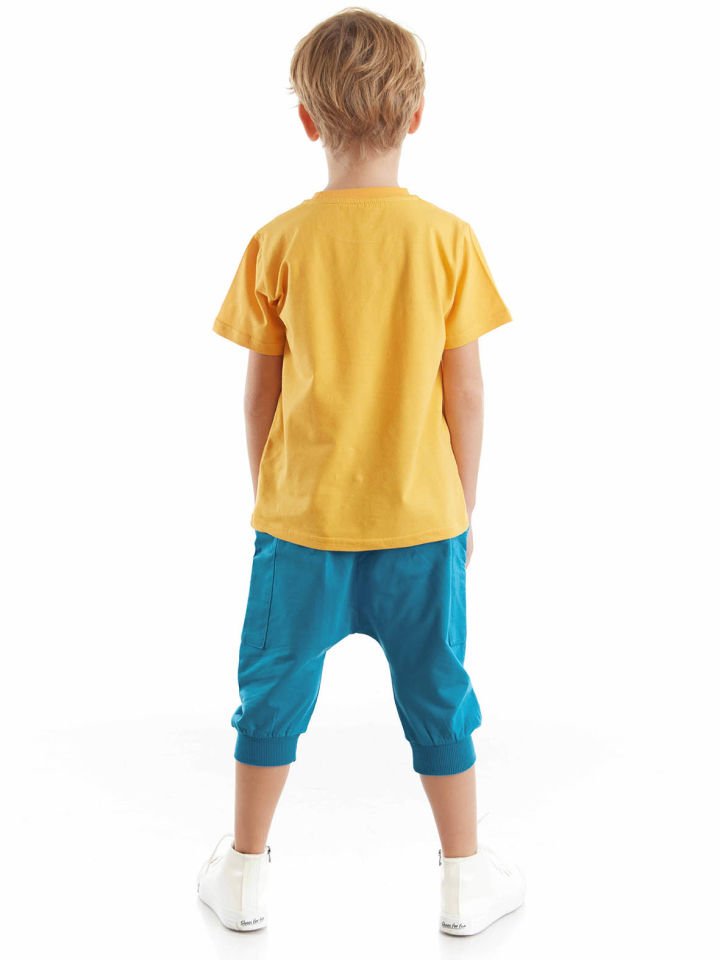 Lucky Bear Erkek Çocuk T-shirt Kapri Şort Takım 5 Y - Sarı, Mavi