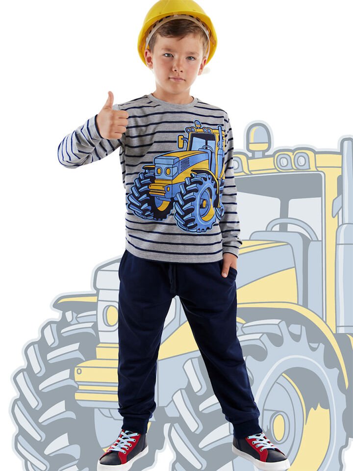 Traktör Erkek Çocuk T-shirt Pantolon Takım 3 Y - Lacivert
