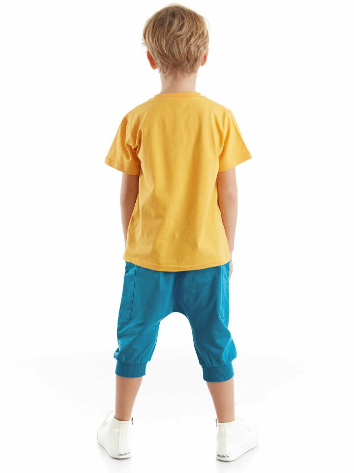 Lucky Bear Erkek Çocuk T-shirt Kapri Şort Takım 6 Y - Sarı, Mavi