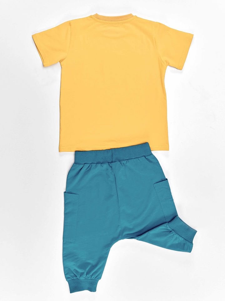 Lucky Bear Erkek Çocuk T-shirt Kapri Şort Takım 6 Y - Sarı, Mavi