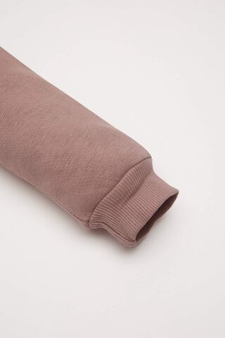 Kız Bebek 2'li Takım Baskılı Bisiklet Yaka Sweatshirt Esnek Belli Eşofman Altı