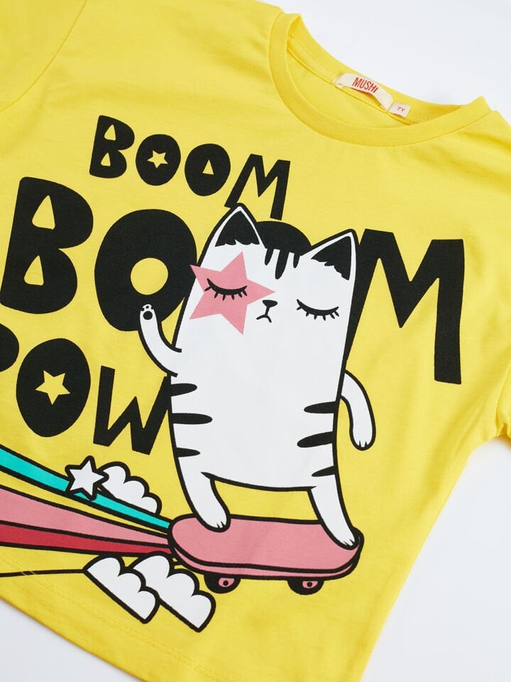 Boom Boom Cat Kız Çocuk T-shirt Pantolon Takım