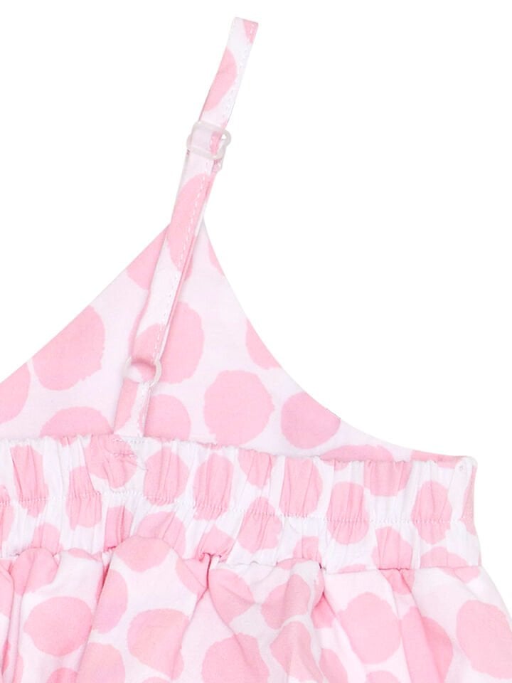 Pembe Puantiye Kız Çocuk Poplin Elbise