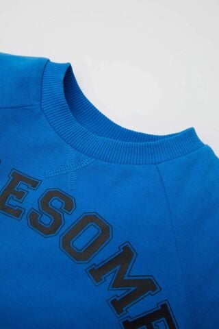Erkek Bebek Bisiklet Yaka Baskılı 2'li Sweatshirt