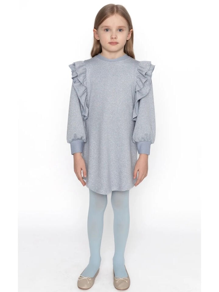 Gümüş Pırıltılı Sweat Elbise
