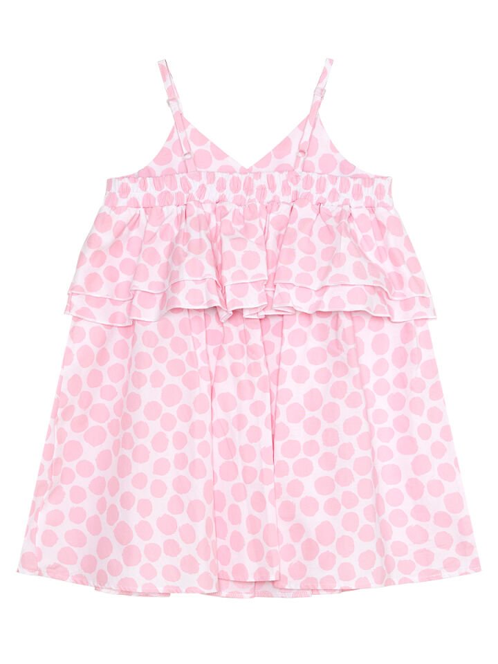 Pembe Puantiye Kız Çocuk Poplin Elbise 6 Y - Pembe