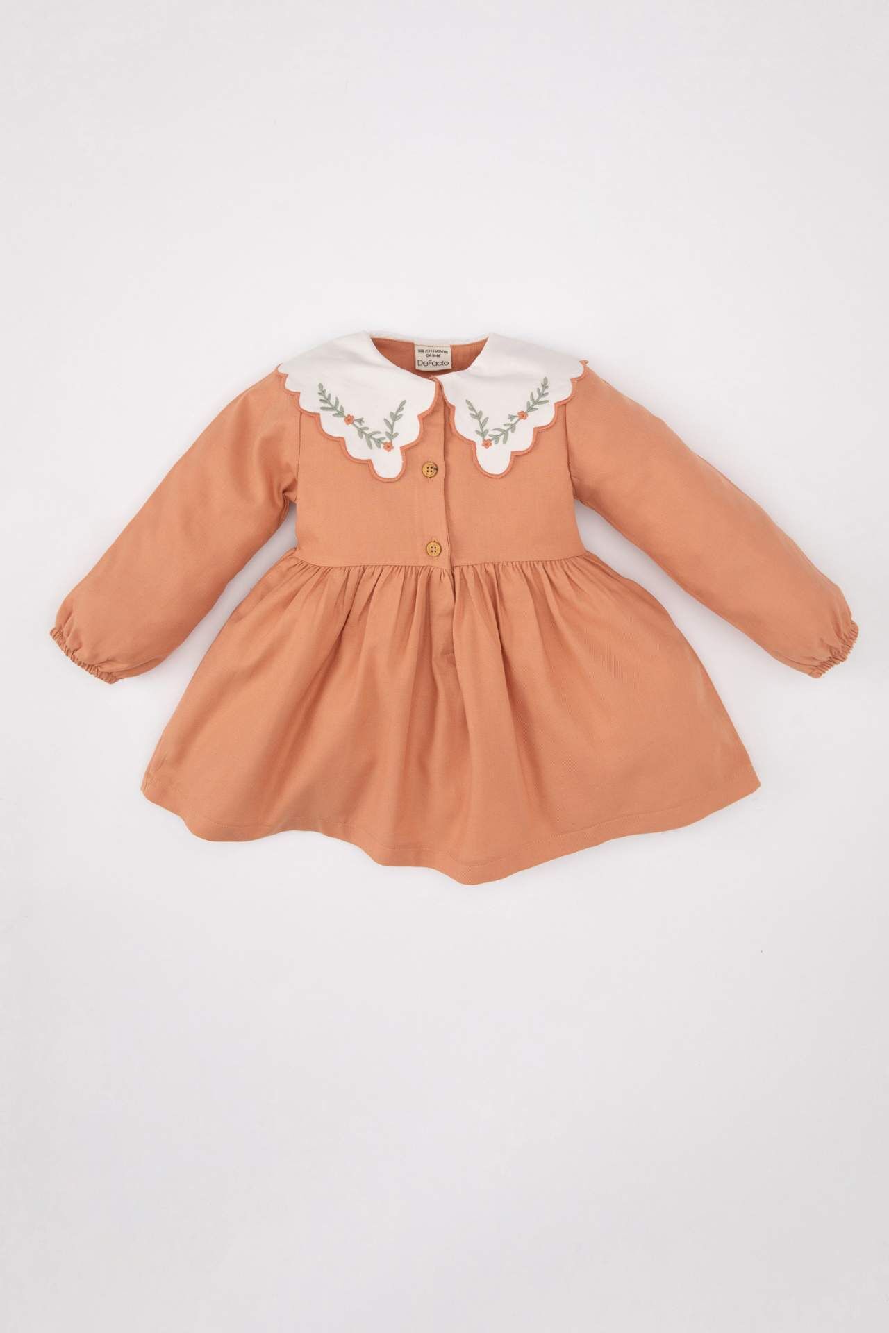 Kız Bebek Uzun Kollu Twill Elbise