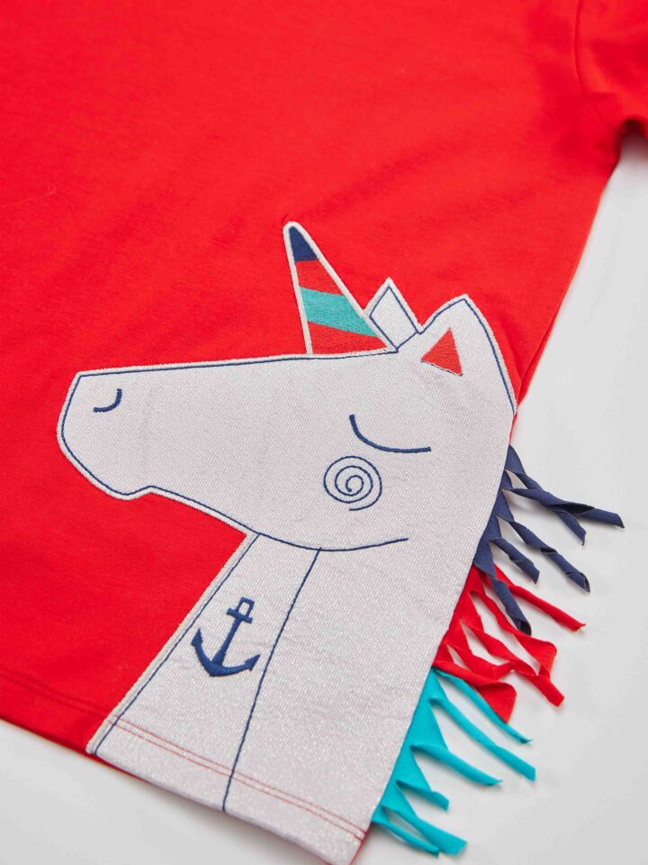 Denizci Unicorn Kız Çocuk Tunik Tayt Takım 4 Y - Kırmızı, Lacivert