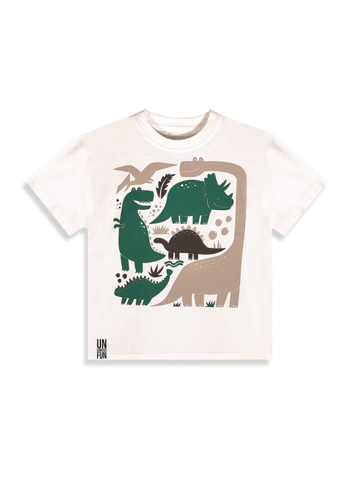 Dinolar Erkek Çocuk T-shirt Pantolon Takım 7Y - Beyaz