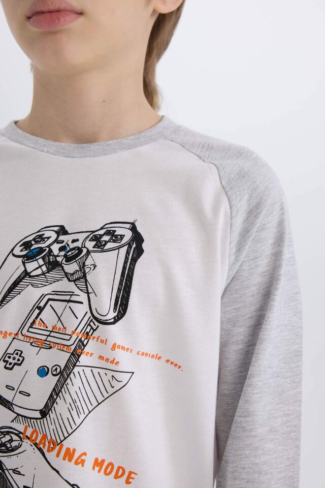 Erkek Çocuk Pijama Takımı Baskılı Uzun Kollu Üst Uzun Alt