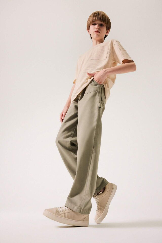 Erkek Çocuk Wide Leg Standart Paça Gabardin Pantolon