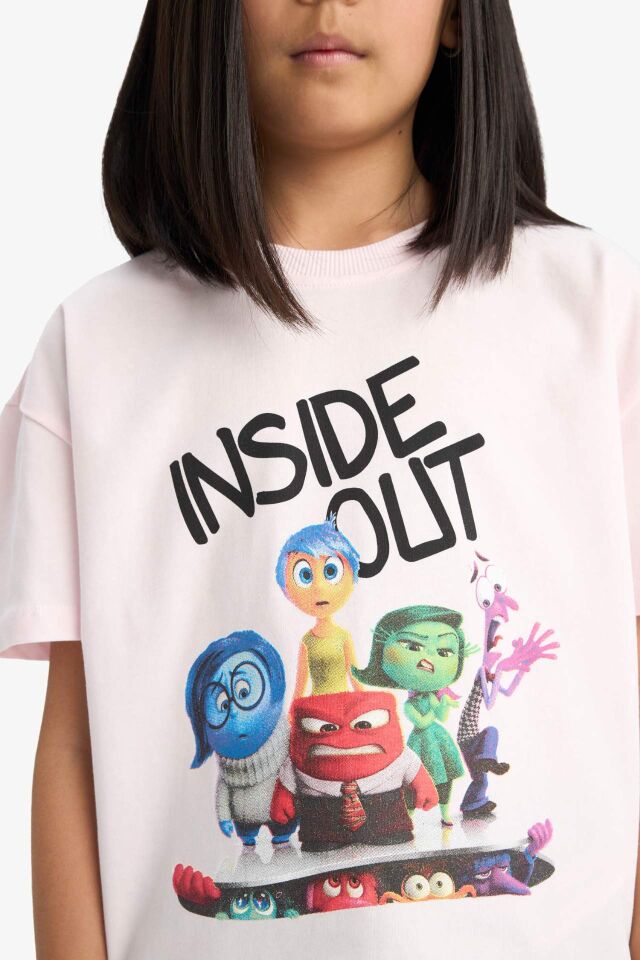 Kız Çocuk Inside Out Relax Fit Bisiklet Yaka Kısa Kollu Tişört