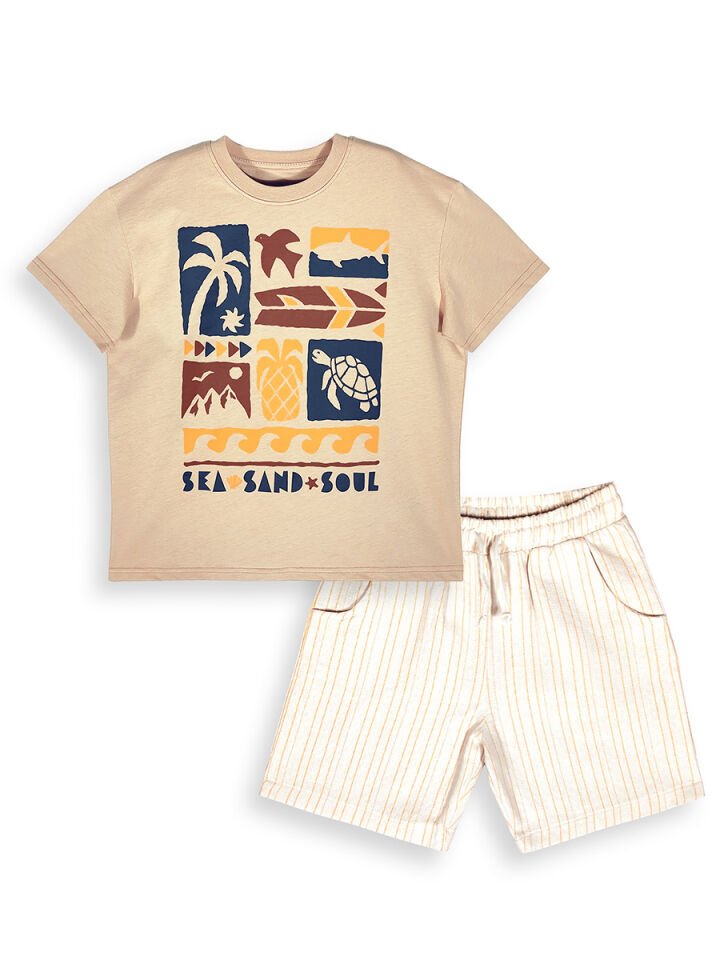 Seas Sand Erkek Çocuk T-shirt Şort Takım 4Y - Bej