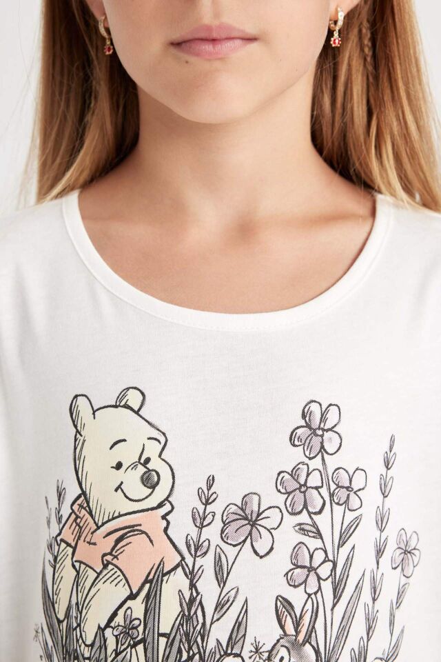 Kız Çocuk Pijama Takım Disney Winnie The Pooh Kısa Kollu Üst Beli Lastikli Şort Alt