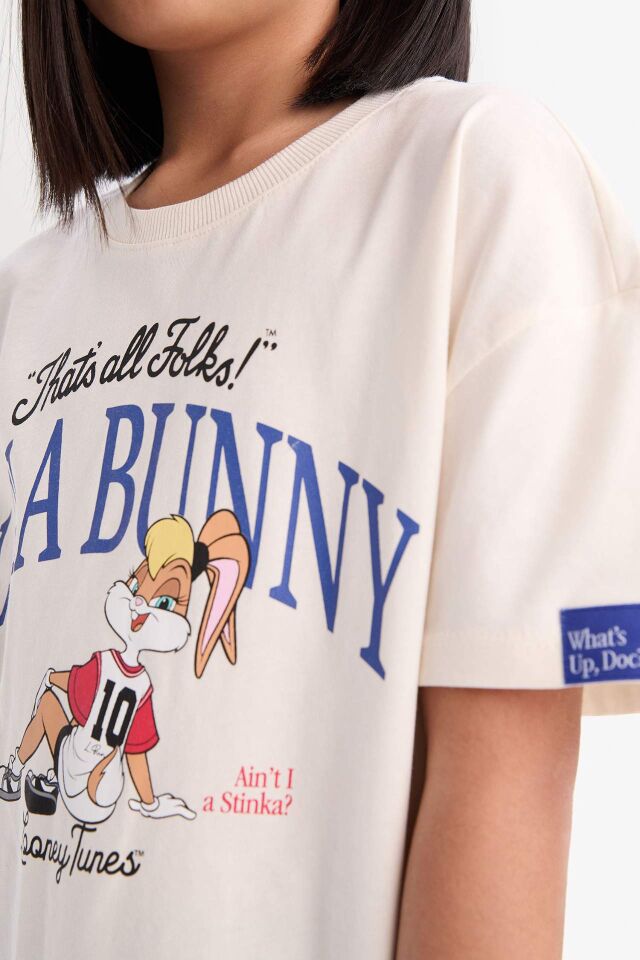Kız Çocuk Looney Tunes Relax Fit Bisiklet Yaka Kısa Kollu Tişört