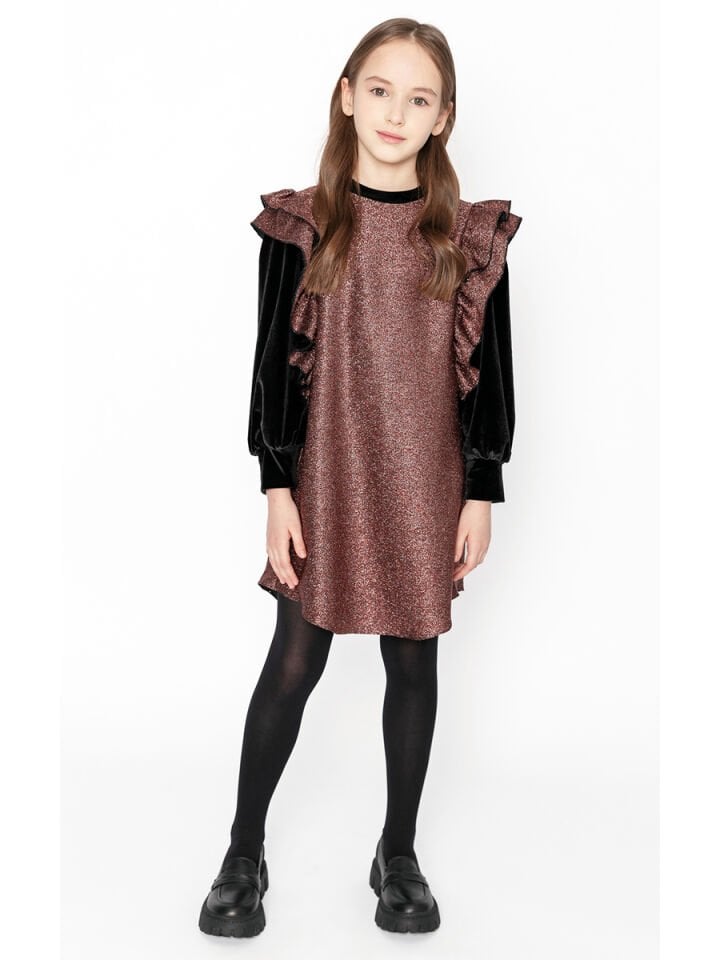 Bronz Pırıltılı Sweat Elbise