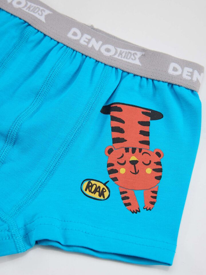 Erkek Çocuk Mavi-Beyaz 2 Adet Boxer Takım