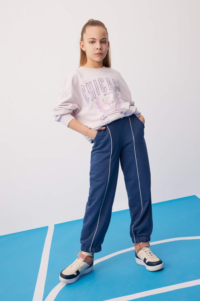 Kız Çocuk Loose Fit Beli Bağcıklı Lastikli Paça Cepli Jogger Eşofman Altı