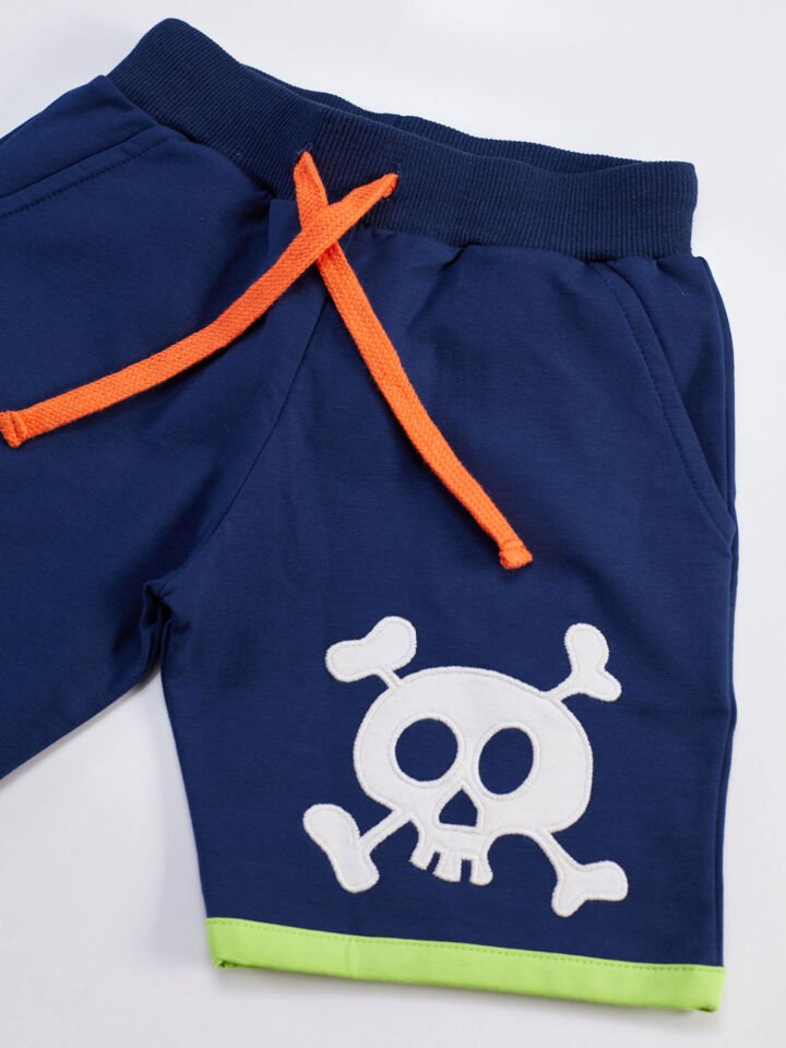 3D Yeşil Korsan Çocuk T-shirt Şort Bandana Takım 4 Y - Yeşil, Lacivert