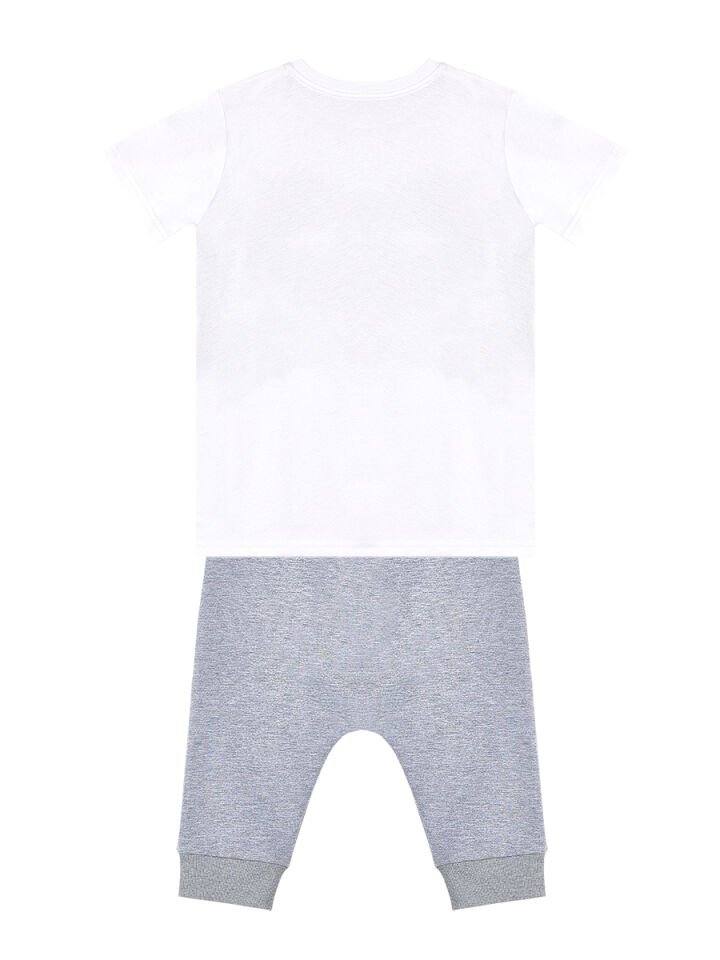 Yarışçı Erkek Çocuk T-shirt Kapri Şort Takım 10 Y - Beyaz, Gri
