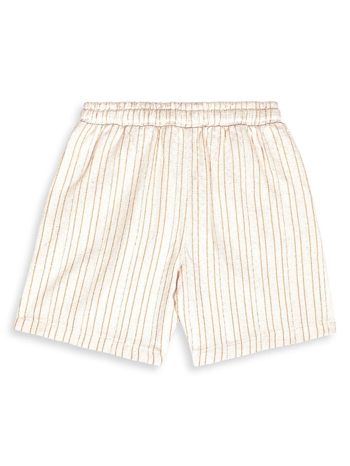 Hardal Çizgili Dokuma Tek Şort