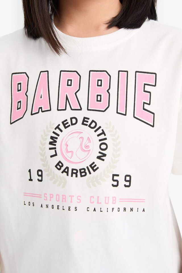 Kız Çocuk Barbie Relax Fit Bisiklet Yaka Kısa Kollu Tişört